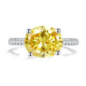 Solid 925 Sterling Silver 4 Carat Anniversary Luxury Ring Yellow Canary Oval Party Jewelry MXFR8304