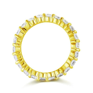 Oval Cut Eternity Solid Sterling 925 Silver Yellow Gold Plated Wedding Ring Band Jewelry MJXFR8327