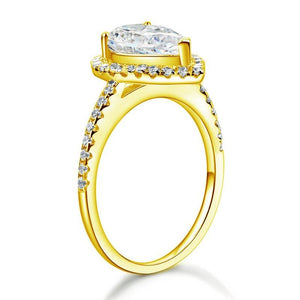 2 Ct Pear Cut Ring Sterling 925 Silver Yellow Gold Plated Wedding Anniversary Engagement Ring MJXFR8329