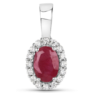 9CT Gold Oval Shape Coloured Gemstone with Diamond Halo Pendant Necklace