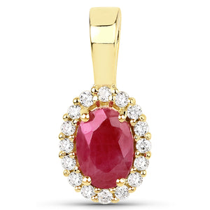 9CT Gold Oval Shape Coloured Gemstone with Diamond Halo Pendant Necklace