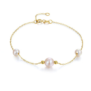 18K/ 750 Yellow Gold Pearl Bracelet MKB7002