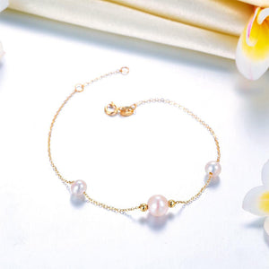 18K/ 750 Yellow Gold Pearl Bracelet MKB7002