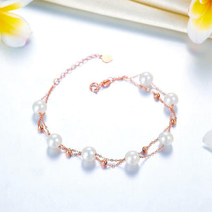 18K/ 750 Rose Gold 7 Pieces Pearls Bracelet (7 Piece Pearls) MKB7004