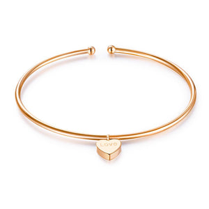 Solid 18K/750 Rose Gold Heart "Love" Bangle MKB7006