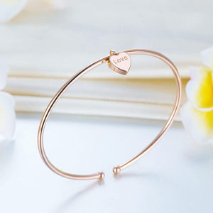 Solid 18K/750 Rose Gold Heart "Love" Bangle MKB7006