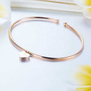 Solid 18K/750 Rose Gold Heart "Love" Bangle MKB7006