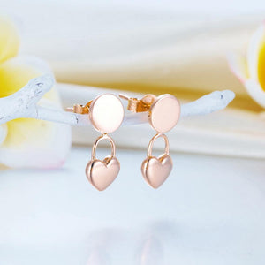 Solid 18K/750 Rose Gold Dangle Heart Earrings