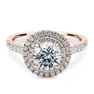18CT White/Rose/Yellow Gold Double Halo Semi Mount
