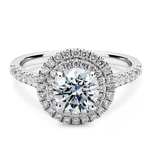 18CT White/Rose/Yellow Gold Double Halo Semi Mount