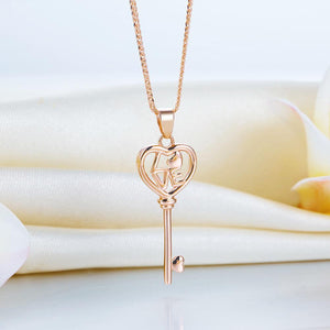 Solid 18K/750 Rose Gold Key "Love" Necklace