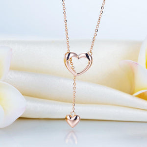 Solid 18K/750 Rose Gold Hearts Necklace