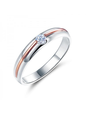 14K Two Tone 2 Color Wedding Band Women Ring Diamond