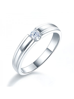 14K White Gold Wedding Band Men Ring Natural Diamond