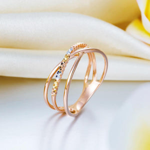 Solid 18K/750 Rose Gold 3 Tones Ring