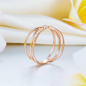 Solid 18K/750 Rose Gold 3 Tones Ring