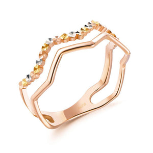 Solid 18K/750 Rose Gold Wave Band Ring