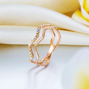 Solid 18K/750 Rose Gold Wave Band Ring