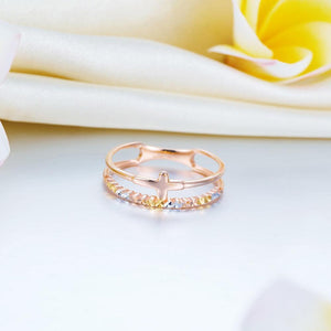 Solid 18K/750 Rose Gold Cross Ring