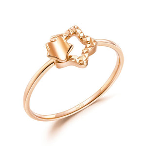 Solid 18K/750 Rose Gold Stars Ring