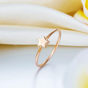 Solid 18K/750 Rose Gold Star Ring