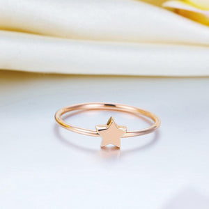 Solid 18K/750 Rose Gold Star Ring