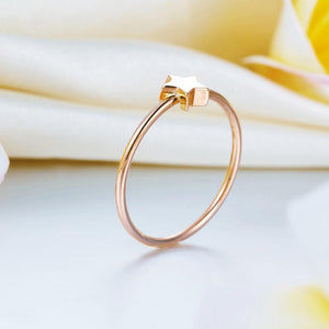 Solid 18K/750 Rose Gold Star Ring