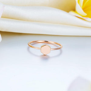 Solid 18K/750 Rose Gold Hexagon Ring