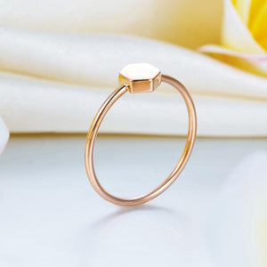 Solid 18K/750 Rose Gold Hexagon Ring