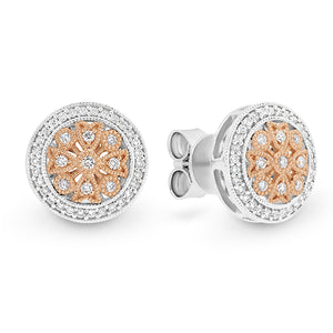 18K White/Yellow/Rose Gold Pave Set Diamond Cluster