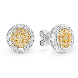 18K White/Yellow/Rose Gold Pave Set Diamond Cluster