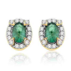 18K W/Y/R Gold Semi Precious Pave Set Earrings