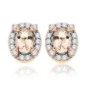 18K W/Y/R Gold Semi Precious Pave Set Earrings