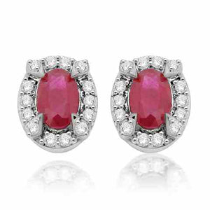 18K W/Y/R Gold Semi Precious Pave Set Earrings