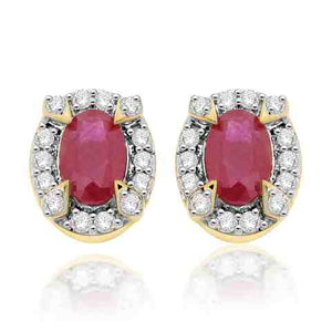 18K W/Y/R Gold Semi Precious Pave Set Earrings