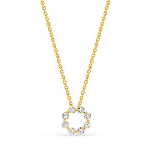 9K Gold Diamond Circle Pendant Necklace KJEF72970H