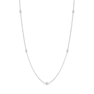 18K W/Y/R Gold 10 Gold Bezel Set Diamonds Necklace