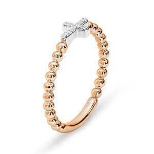 9K W/Y/R Pave Diamond Cross Ring