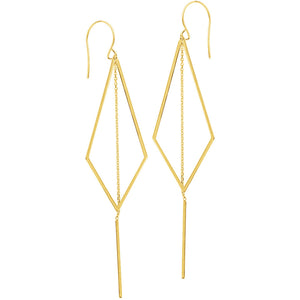 10K Gold Kite Shape Drop with Trace Chain Earrings MF025260