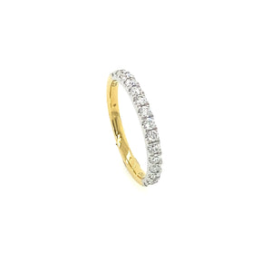 18ct YW 15RD=0.45CT (HI/P1) Diamond French Pave Set Ring