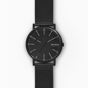 SKAGEN Signatur Three-Hand Black Steel-Mesh Watch SKW6579