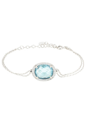 Beatrice Oval Gemstone Bracelet Silver Blue Topaz Hydro