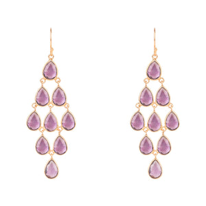 Erviola Gemstone Cascade Earring Rose Gold Amethyst Hydro