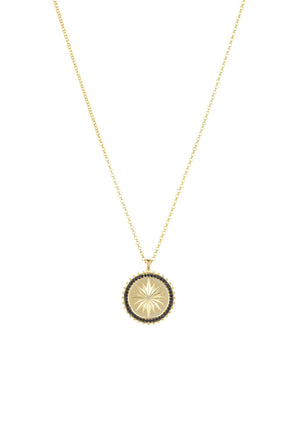Reversible Moral Compass Starburst Pendant Necklace Gold
