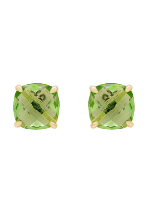 Empress Gemstone Stud Earrings Gold Peridot