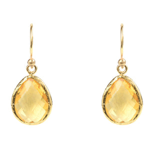 Gold Petite Drop Earring Citrine Hydro