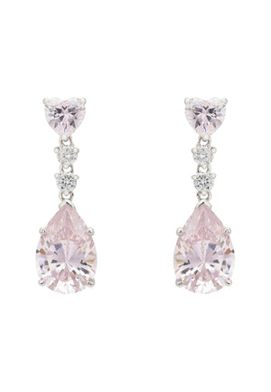 Augusta Morganite Teardrop Earrings Silver