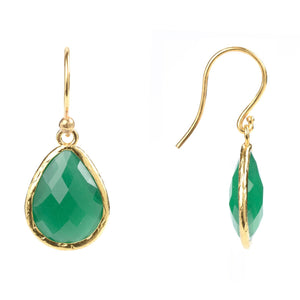 Petite Drop Earring Green Onyx Gold