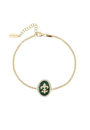 Fleur De Lys Malachite Bracelet Gold