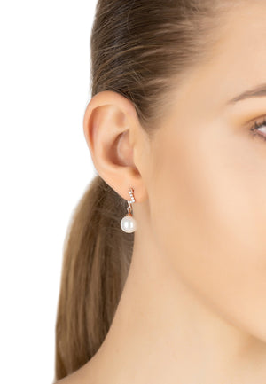Lightning Flash Pearl Drop Earring Rosegold